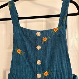 Cider Overalls with Floral Embroidery